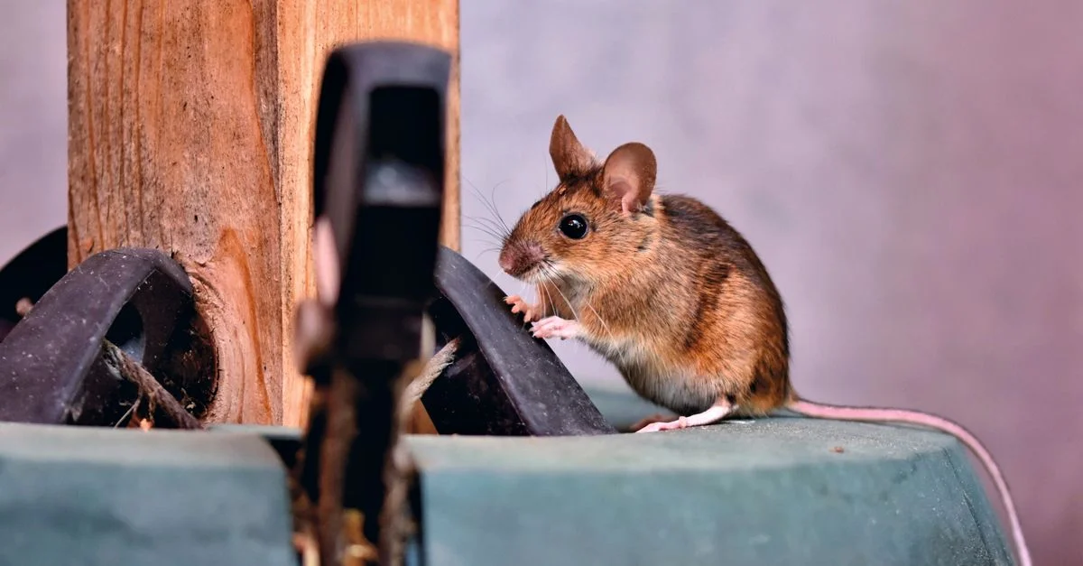 Souris adorable reposant sur des équipements de jardin dans un gros plan, mettant en valeur ses moustaches et son habitat naturel.
